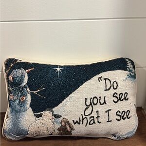 Vintage Tapestry Christmas Carol Do You See What I See Pillow